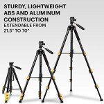 KODAK PhotoGear 2-in-1 Tripod & Monopod with Remote | Lightweight 70” 4-Section Flip-Lock, Converts to 64.5” Monopod | QuickRelease Plates 3-Way Swivel Head Bubble Level Bonus Tripod E-Guide & Case