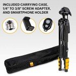 KODAK PhotoGear 2-in-1 Tripod & Monopod with Remote | Lightweight 70” 4-Section Flip-Lock, Converts to 64.5” Monopod | QuickRelease Plates 3-Way Swivel Head Bubble Level Bonus Tripod E-Guide & Case