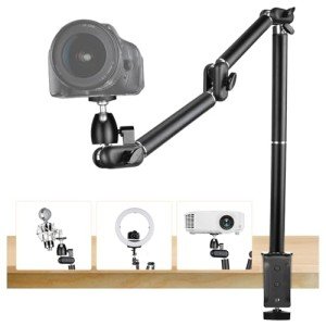 TARION Desk Camera Mount Stand Heavy Duty Articulated Camera Arm Articulating Table Mount Camera Stand Adjustable Flexible Gear Joints TKA01-L
