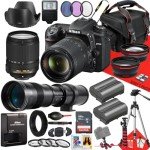 Nikon D7500 DSLR Camera with 18-140mm f/3.5-5.6G ED VR Lens and 420-800mm Lens + 64GB Memory + Extra Battery + Slave Flash + Filters + Tripod + More (32pc Bundle)