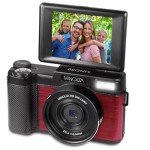 Minolta 30MP Digital Camera – 2.7K Ultra HD Video, 3-inch 180° LCD Screen, Face Detection, Anti-Shake, 9 Scene Modes, Photo Burst, Panorama, CMOS Sensor, 32GB Card (Red)