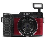 Minolta 30MP Digital Camera – 2.7K Ultra HD Video, 3-inch 180° LCD Screen, Face Detection, Anti-Shake, 9 Scene Modes, Photo Burst, Panorama, CMOS Sensor, 32GB Card (Red)