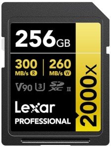 Lexar 256GB Professional 2000x SD Card, UHS-II, C10, U3, V90, Full HD, 8K, Up To 300MB/s Read SDXC Memory Card, for DSLR, Cinema-Quality Video Cameras (LSD2000256G-BNNNU)