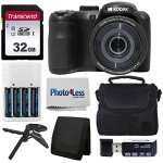 Kodak PIXPRO AZ255 Digital Camera (Black) Bundle with Point & Shoot Camera Case + 32GB SD Memory Card + Rechargeable Batteries & Charger + USB Card Reader + Table Tripod + Accessories