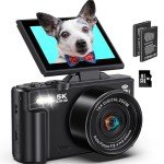 Digital Cameras for Photography 5K - 72MP Vlogging Camera for YouTube WiFi - UHD Autofocus Vlog Camera 3" 180° Flip Screen with 18X Zoom - Travel YouTube Camera Compact with 32GB SD Card, 2 Batteries