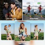 4K Digital Camera for Photography, 72MP Vlogging Camera for YouTube, Autofocus Digital Cameras with 270° Flip Screen, 18X Digital Zoom Point and Shoot Cameras with 64GB TF Card & Battery, Carry Bag