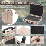 Relaxweex 16.3 x 12.4 x 6.5 Inch Waterproof Hard Case with DIY Customizable Foam Insert Portable Protective Case with Knife for Camera Drones Equipments Tools Test Instruments (Tan)