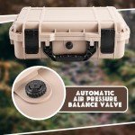 Relaxweex 16.3 x 12.4 x 6.5 Inch Waterproof Hard Case with DIY Customizable Foam Insert Portable Protective Case with Knife for Camera Drones Equipments Tools Test Instruments (Tan)