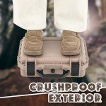 Relaxweex 16.3 x 12.4 x 6.5 Inch Waterproof Hard Case with DIY Customizable Foam Insert Portable Protective Case with Knife for Camera Drones Equipments Tools Test Instruments (Tan)