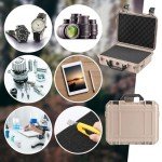 Relaxweex 16.3 x 12.4 x 6.5 Inch Waterproof Hard Case with DIY Customizable Foam Insert Portable Protective Case with Knife for Camera Drones Equipments Tools Test Instruments (Tan)