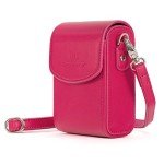 MegaGear Leather Camera Case with Strap compatible with Canon PowerShot G7 X Mark III, G7 X Mark II, G7 X - MG1255, Hot Pink
