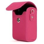 MegaGear Leather Camera Case with Strap compatible with Canon PowerShot G7 X Mark III, G7 X Mark II, G7 X - MG1255, Hot Pink