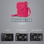 MegaGear Leather Camera Case with Strap compatible with Canon PowerShot G7 X Mark III, G7 X Mark II, G7 X - MG1255, Hot Pink