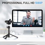 EMEET C960 Webcam with Tripod, 1080P Webcam with Microphone, Adjustable Height Mini Tripod, C960 Web Camera with Privacy Cover, Plug & Play with Stand for Zoom/Skype/YouTube/FaceTime