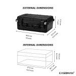 CASOMAN Water-proof Box, with Cush- Proof Sponge, IP67 Water Proof Grade, Large Waterproof Hard Case with Customizable Foam, Perfectly Protection of Camera, Drones, Lens,Equipments, 16"x13.2"x7"