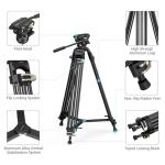 SmallRig AD-01 Video Tripod, 73" Heavy Duty Tripod with 360 Degree Fluid Head and Quick Release Plate for DSLR, Camcorder, Cameras 3751