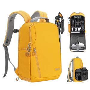 TARION Camera Backpack Waterproof Bag - DSLR Camera Bag with 14in Laptop Compartment Rain Cover, Professional Travel Photography Backpack for Photographers, SLR, Camera Lens, TR-L, Yellow