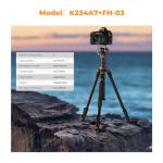 K&F Concept 83 inch/211cm Camera Video Tripod for DSLR Compact Aluminum Tripod with Fluid Head and 5KG Load for Travel and Work K234A7+FH-03