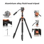 K&F Concept 83 inch/211cm Camera Video Tripod for DSLR Compact Aluminum Tripod with Fluid Head and 5KG Load for Travel and Work K234A7+FH-03
