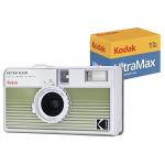 KODAK EKTAR H35N Half Frame Film Camera Bundle with Kodak Ultramax 400/24EXP 35mm Roll Film (Striped Green, Bundle)