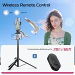 ULANZI MT-70 Extendable Tripod, 63" Selfie Stick Vlog Tripod Stand with 2 Phone Clips, 360 Rotate Dual Camera Holder for iPhone, Sony, Canon, GoPro, Lightweight for Travel, Black