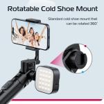 ULANZI MT-70 Extendable Tripod, 63" Selfie Stick Vlog Tripod Stand with 2 Phone Clips, 360 Rotate Dual Camera Holder for iPhone, Sony, Canon, GoPro, Lightweight for Travel, Black