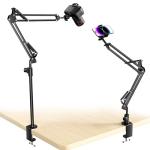 UBeesize Overhead Camera Mount with 360° Adjustable Arm & Phone Holder for TikTok Live Streaming Photography Studio Content Creation, Desk Mount for DSLR Cameras/Webcam/iPhone/Ring Light/Microphone