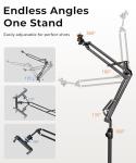 UBeesize Overhead Camera Mount with 360° Adjustable Arm & Phone Holder for TikTok Live Streaming Photography Studio Content Creation, Desk Mount for DSLR Cameras/Webcam/iPhone/Ring Light/Microphone