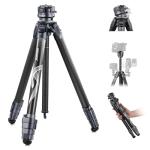 NEEWER LITETRIP LT32 62" Travel Tripod Carbon Fiber with ±15° Leveling 360° Panorama Head, Detachable Center Axis, Fast Flip Buckle, Arca QR Plate Compatible with Peak Design Capture V3, (Former TP62)