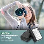 FirstPower NP-FW50 Battery 2-Pack and USB Dual Charger Compatible with Sony A6000 A6300 A6400 A6500 A7 A7II A7RII A7SII A7S A7S2 A7R A7R2 A5100 A5000 RX10 RX10II III Cameras