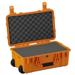 Condition 1 22" Large Rolling Lockable Hard Storage Case with Foam, Model 300, Waterproof Protective Box for Camera, Tactical, Scientific Gear, Made in USA, 21.84"x13.82"x9" Orange