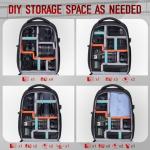 RAINSMORE Camera Backpack Camera Bag for DSLR/SLR Mirrorless 14 Inch Laptop Camera Backpack for Photographers Anti-theft Photography Bag with Rain Cover, Tripod Holder, Black