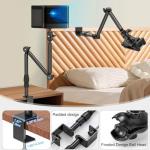 Overhead Camera Mount for Desk, 30.9" Foldable Camera Desk Mount Stand with 1/4" Screws, 360° Rotation 3-Sections Tabletop Holder with C-Clamp for DSLR, Digicam, Webcam, Mini Projector, Microphone