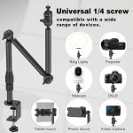 Overhead Camera Mount for Desk, 30.9" Foldable Camera Desk Mount Stand with 1/4" Screws, 360° Rotation 3-Sections Tabletop Holder with C-Clamp for DSLR, Digicam, Webcam, Mini Projector, Microphone