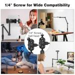 Overhead Camera Mount for Desk, 30.9" Foldable Camera Desk Mount Stand with 1/4" Screws, 360° Rotation 3-Sections Tabletop Holder with C-Clamp for DSLR, Digicam, Webcam, Mini Projector, Microphone