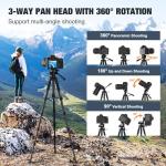 MoKo Camera Tripod for iPad - 70" Phone Tripod Stand with Travel Bag, Tripod for iPhone with Phone Holder, Wireless Remote, Travel Tripod for Camera DSLR SLR, Cell Phones, Tablets, Projector, Webcam