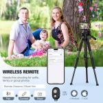 MoKo Camera Tripod for iPad - 70" Phone Tripod Stand with Travel Bag, Tripod for iPhone with Phone Holder, Wireless Remote, Travel Tripod for Camera DSLR SLR, Cell Phones, Tablets, Projector, Webcam