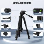 MoKo Camera Tripod for iPad - 70" Phone Tripod Stand with Travel Bag, Tripod for iPhone with Phone Holder, Wireless Remote, Travel Tripod for Camera DSLR SLR, Cell Phones, Tablets, Projector, Webcam