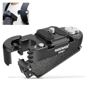 NEEWER Backpack Camera Clip Mount with Square QR Plate, Upgraded Safety Latch, Quick Release Camera Belt Clip Backpack Strap Compatible with Peak Design PD QR System Canon Nikon Sony DSLRs, GP67