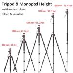 ULANZI TT31 72.4" Camera Tripod, Foldable Tripod & Monopod Aluminum w Claw Quick-Release Plate, 360°Ball Head Detachable w 180°Revertible Legs, Weight 3.42lb, Payload 33lb,for Camera/DSLR/Camcorder