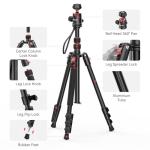 ULANZI TT31 72.4" Camera Tripod, Foldable Tripod & Monopod Aluminum w Claw Quick-Release Plate, 360°Ball Head Detachable w 180°Revertible Legs, Weight 3.42lb, Payload 33lb,for Camera/DSLR/Camcorder