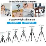 SIRUI Compact Mini Desktop Tripod, 20" Aluminum Portable Small Tabletop Tripod Stand with 360° Ball Head for DSLR, Camera, Phone, Loaded up to 17.64lbs, Phone Holder Included, AM-TT50