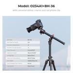 K&F Concept 76 inch Camera Tripod with Rotatable Multi-Angle Center Column,Lightweight Travel Outdoor DSLR Tripods with 360 Degree Ball Head Load Capacity 8kg/17.6lbs, Cellphone Clips for Smartphone