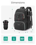 BAGSMART Camera Bag for Photographers, Professional Camera Bag Fits up to 15.6" Laptop, DSLR/Drones/Tripod Camera Case with Rain Cover, Grey