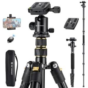 K&F Concept Camera Tripod,72" Aluminum Tripod for Camera, Lightweight and Foldable Travel Tripod with Remote& Extra Quick Release Plate, Professional Camera Tripod Monopod for DSLR Camera and Phone.