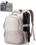 BAGSMART Camera Backpack, DSLR SLR Small Camera Bags for Photographers Compatible for Sony Canon Nikon, Shoulder Strap 2-in-1 Travel Backpack Fits 12.9" iPad, Beige
