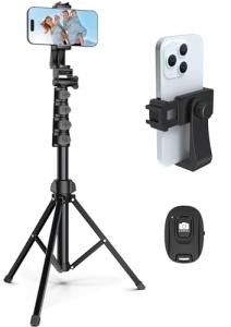 Liphisy 64” Tripod for Cell Phone & Camera, Phone Tripod with Remote and Phone Holder, Sturdy & Stable Height Adjustable Multi-Angle Shot Selfie Stick Tripod for Video Recording