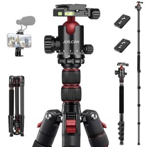 JOILCAN Tripod for Camera, 81" Aluminum Camera Tripod Monopod for DSLR, Heavy Duty Travel Tripods for Spotting Scope Binoculars Laser Level, Payload 35Lb