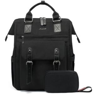 LOVEVOOK Laptop Backpack for Women, College School Backpack Student Bookbag, Teacher Work Bags Travel Backpack Purse, Business Computer Bag Commuter Nurse Bags, 15.6 Inch, Black