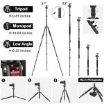 JOILCAN Tripod for Camera, 81" Aluminum Camera Tripod Monopod for DSLR, Heavy Duty Travel Tripods for Spotting Scope Binoculars Laser Level, Payload 35Lb